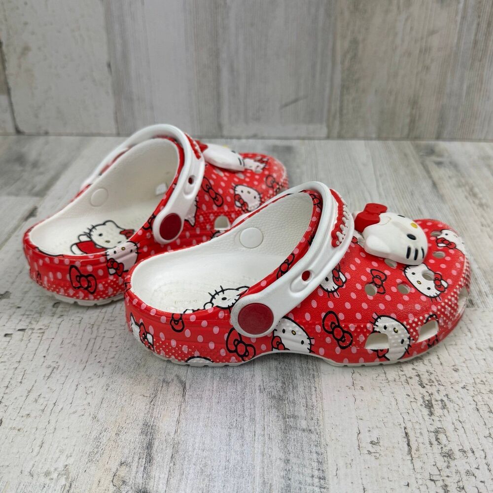 CROCS TODDLERS' HELLO KITTY (RED) CLASSIC CLOG SIZE C10 - Picture 3 of 8